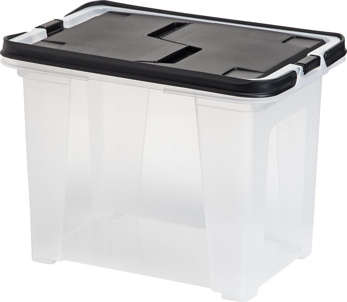 IRIS USA File Box File Organizer w/Wing Lid for Letter/Legal File, Water Resistant Document Box, BPA-Free Plastic Storage Bin Organizer with Handles, Stackable, Nestable, Clear 18 Qt. 4Pack