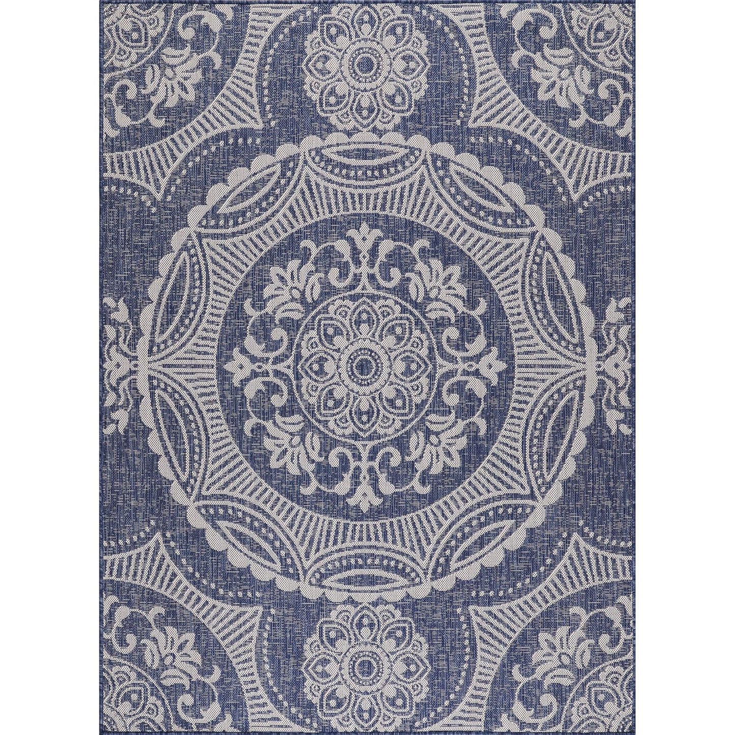Luul Home Medallion Outdoor Rug 5x7 Washable Outside Carpet for Indoor Patio Porch Waterproof Easy Cleaning Non Shedding Area Rugs Blue 5 x 7