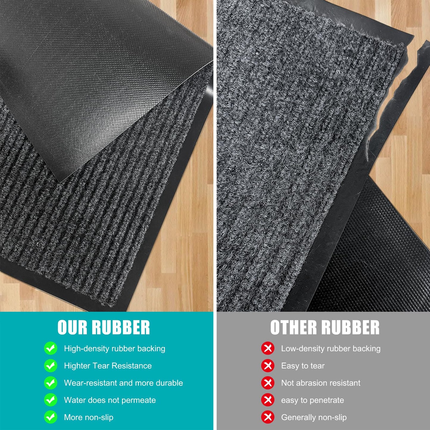 Azadx 4'x6' Front Door Mat Heavy Duty Indoor Outdoor Door Mat Non-Slip Backing Doormat for Entryway Stain and Fade Resistant Commercial Floor Mats Entry Mat Low Profile Welcome Door Mats