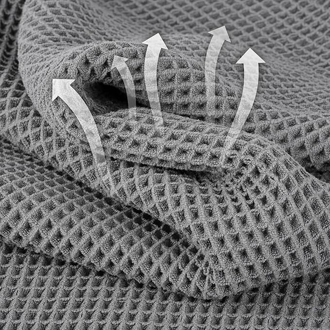 Microfiber Waffle Face Towels, 4 Pieces, Fast Drying, Lint Free 430 GSM