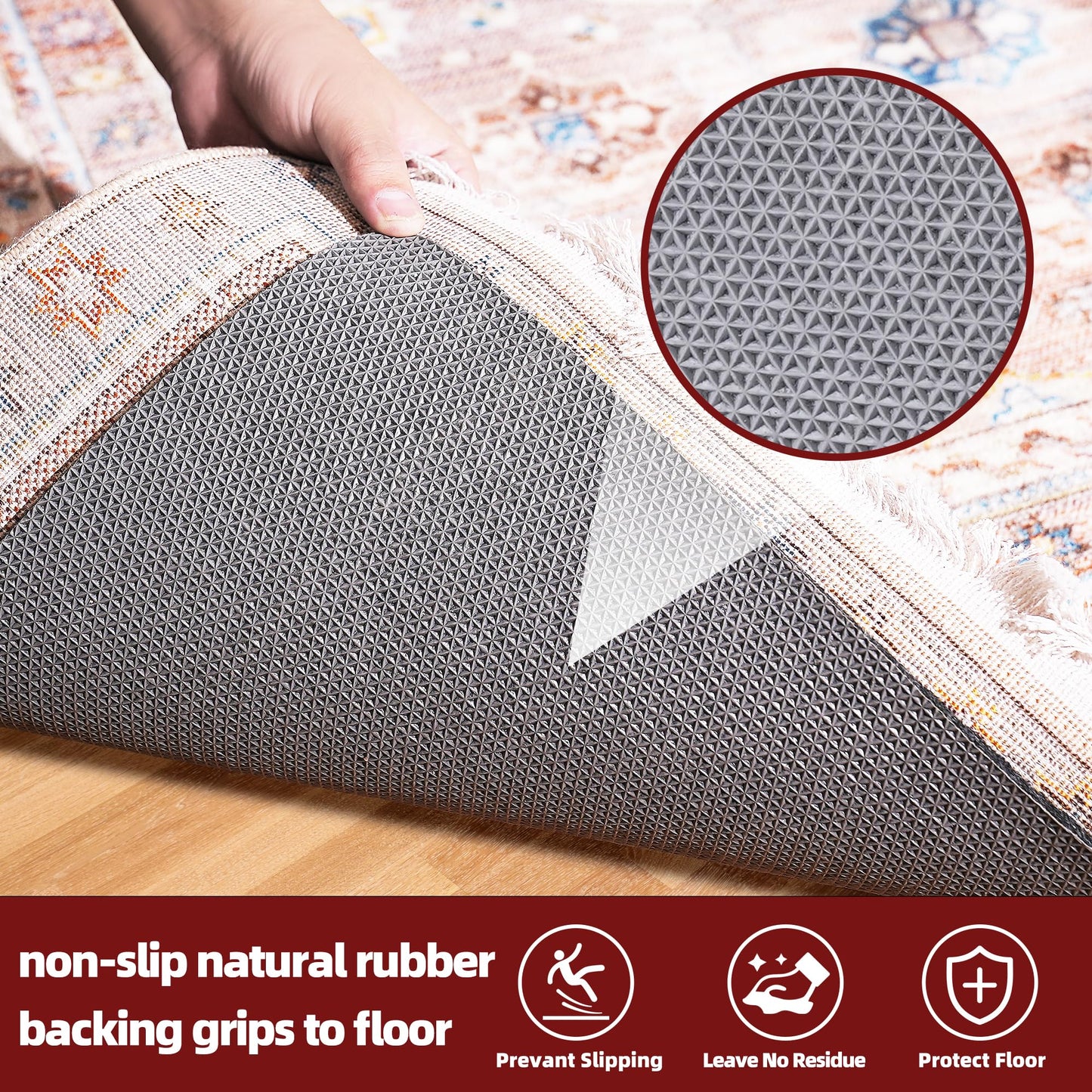BAGAIL Felt and Natural Rubber Backing Rug Pads 1/4” Thick, 9 x 12 Ft Non Slip Carpet Gripper Keep Rugs in Place, Under Area Rug Protective Cushioned Pads, Carpet Runners, Hardwood Floors Protection