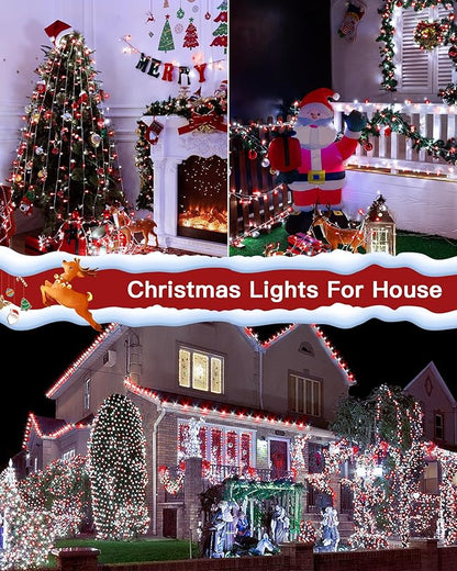 196FT 600LED Christmas Lights Outdoor Waterproof, String Light with Remote, 8 Modes LED Lights Plug in Twinkle Fairy Light for Party Holiday Decor (Red+White)