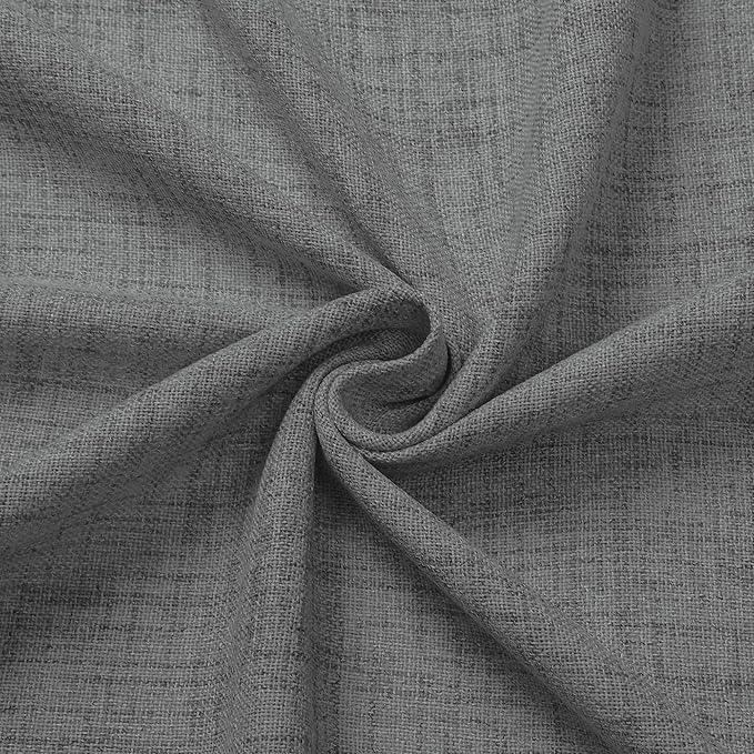 Tollpiz Linen Tier Curtain Rod Pocket Semi Sheer Half Kitchen Curtains Burlap Light Filtering Thick Linen Drape for Bathroom, 30 x 36 inches Long, Dark Grey, Set of 2 Panels