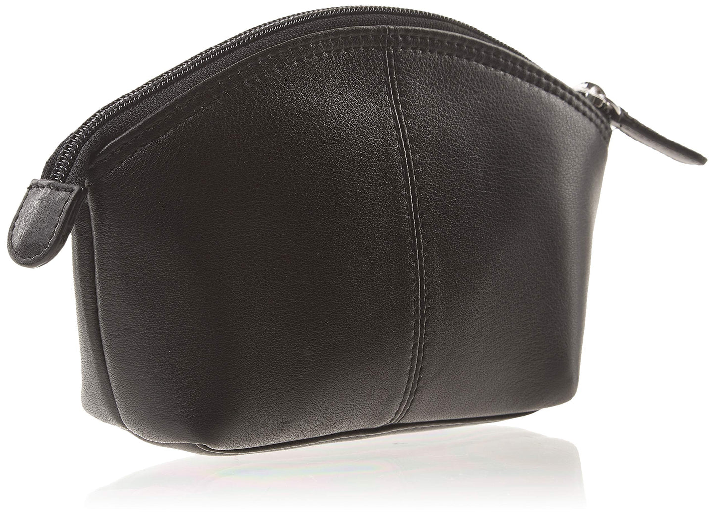 ili New York Genuine Leather Cosmetic Pouch – RFID Blocking, Leather Makeup Bag for Purse with Top Zip Closure & Interior Zip Pocket, Perfect as a Compact and Stylish Travel Cosmetic Bag