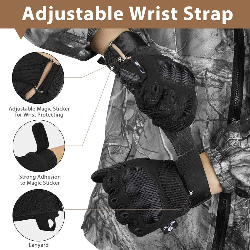 Mossy Oak Motorcycle Gloves for Men, Touchscreen Riding Gloves with Palm Padding for Cycling, Hiking, Camping and Climbing