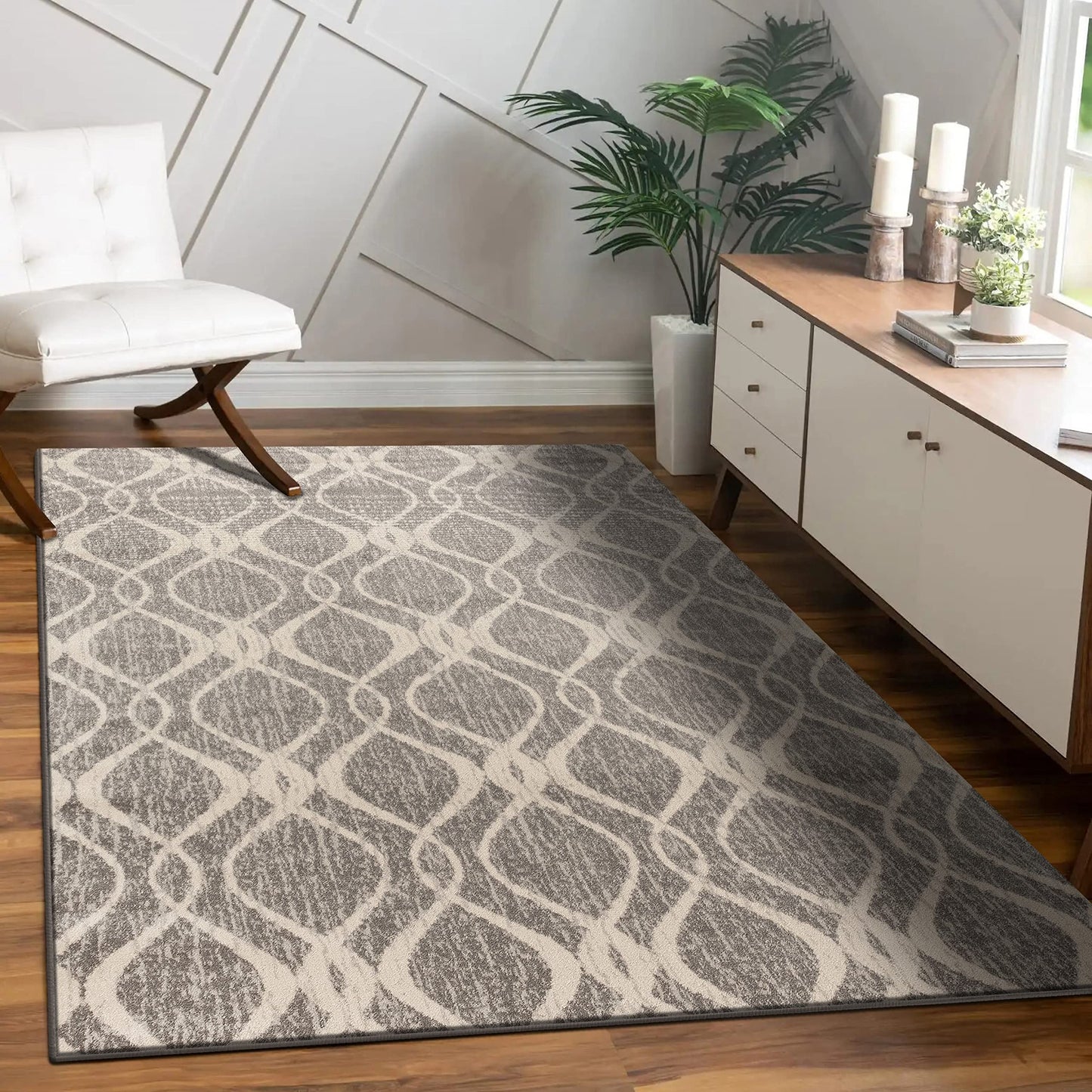 LUXE WEAVERS Diana Collection 1817 Dark Grey 8x10 Geometric Area Rug