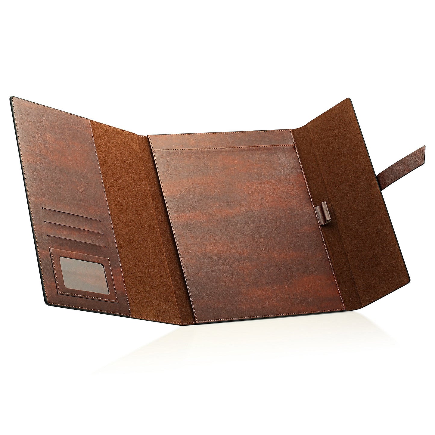GALLAWAY LEATHER Padfolio Portfolio Folder – Slim Portfolio Folio Organizer Holder for Letter Legal A4 Note Pads Notebooks for Men Women Refillable Business Leather Portfolio Binder, Dark Chocolate