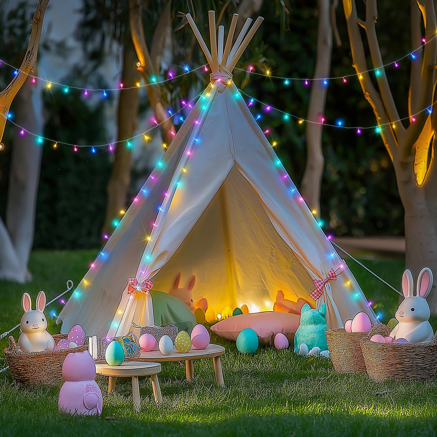 JMEXSUSS 200 LED Easter Lights Outdoor Indoor for Decorations, 66 Ft Connectable Pastel Easter Lights String Clear Wire Plug in for Bedroom Tree Room Party Spring Decor