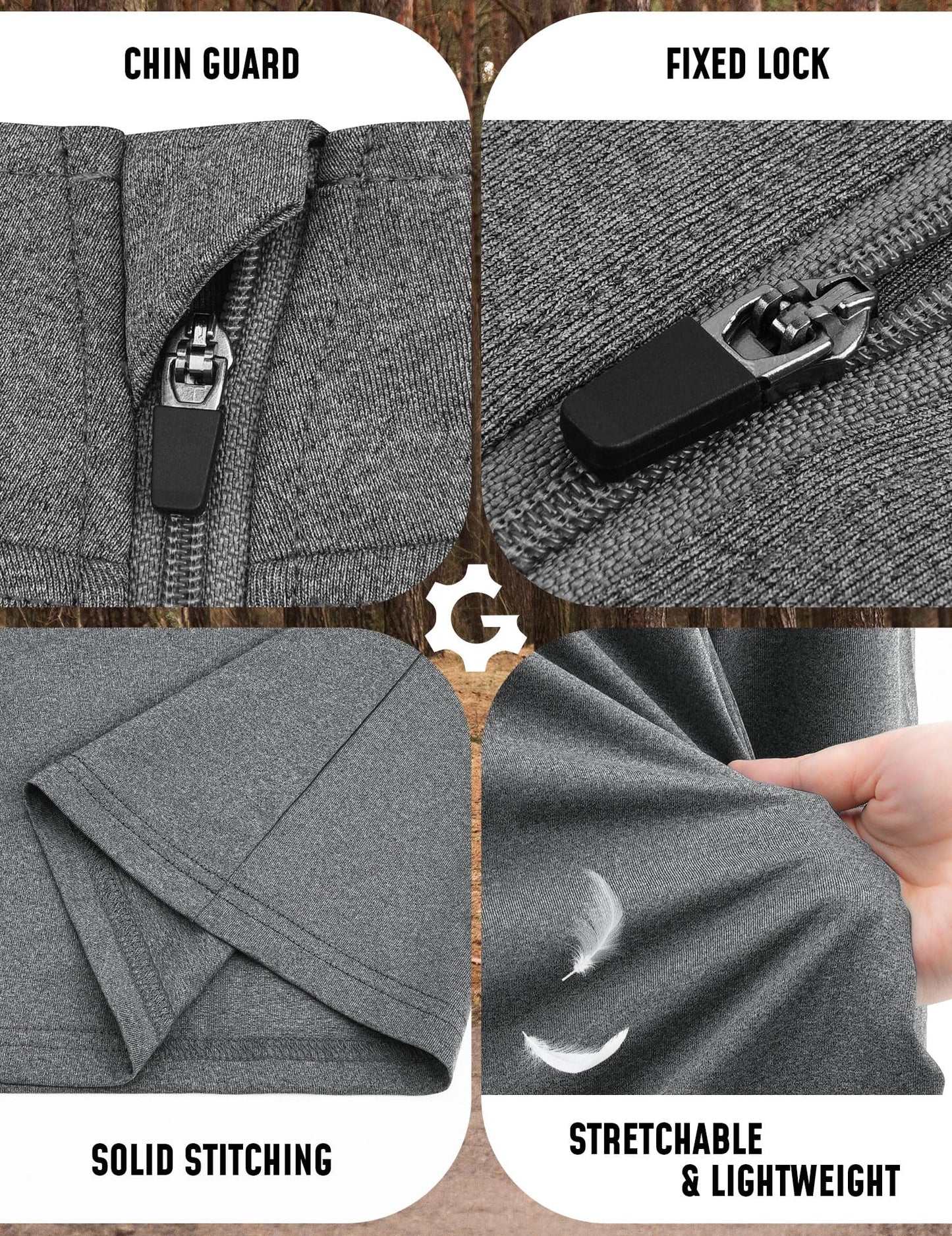 3Pack Quarter Zip Pullover Men 1/4 Zipper Sweatshirts Dry- Fit Long Sleeve Running Athletic Golf Work Out Gym Fishing Shirt Quick Dry Outdoor Active Sports Shirts Gray L