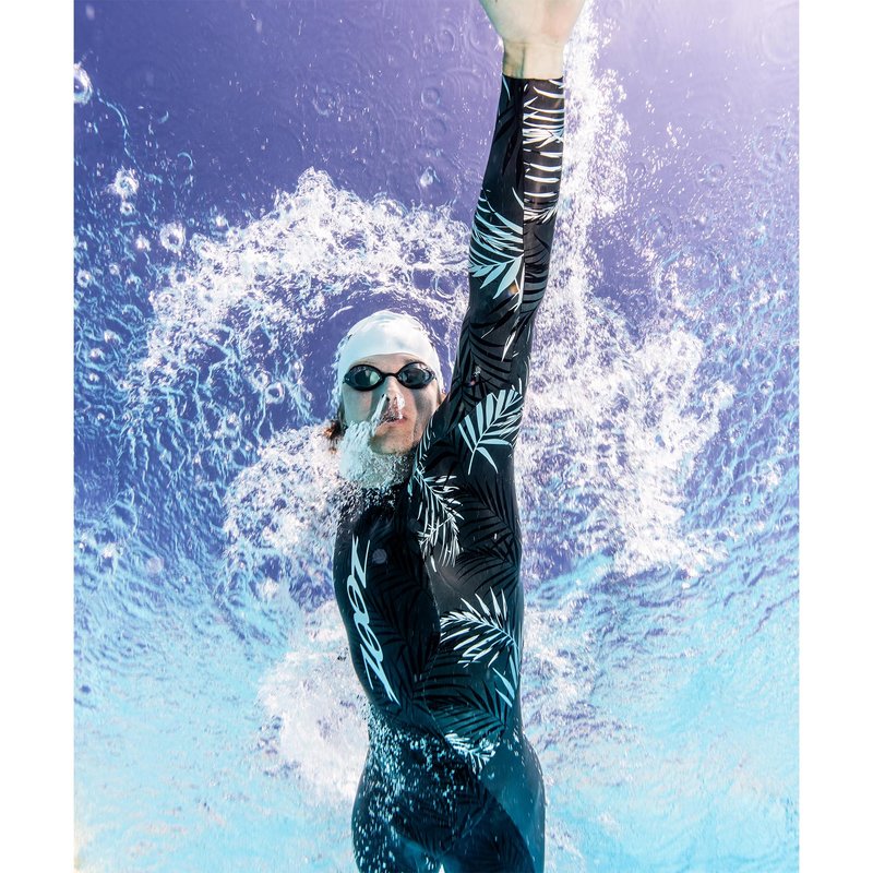 Zoot Men's Maui Wetsuit, Full Sleeve Neoskin Neoprene Buoyancy Suit for Open Water Swimming, Triathlons & Training - Silver Palm - Small