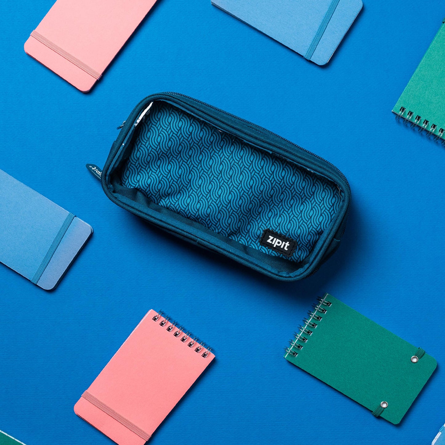 ZIPIT Half & Half Pencil Case | Large Capacity Pencil Pouch | Pencil Bag for School, College and Office (Teal)