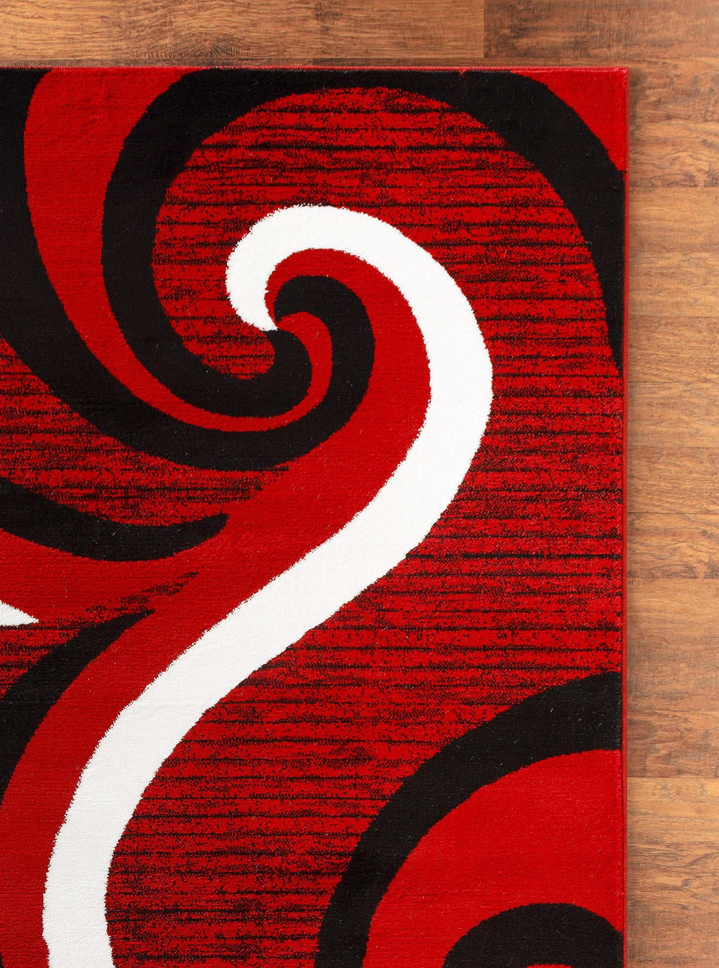 GLORY RUGS Modern Area Rug 5x7 Red Swirls Carpet Bedroom Living Room Contemporary Dining Accent Sevilla Collection 4817 (5x7, Red)