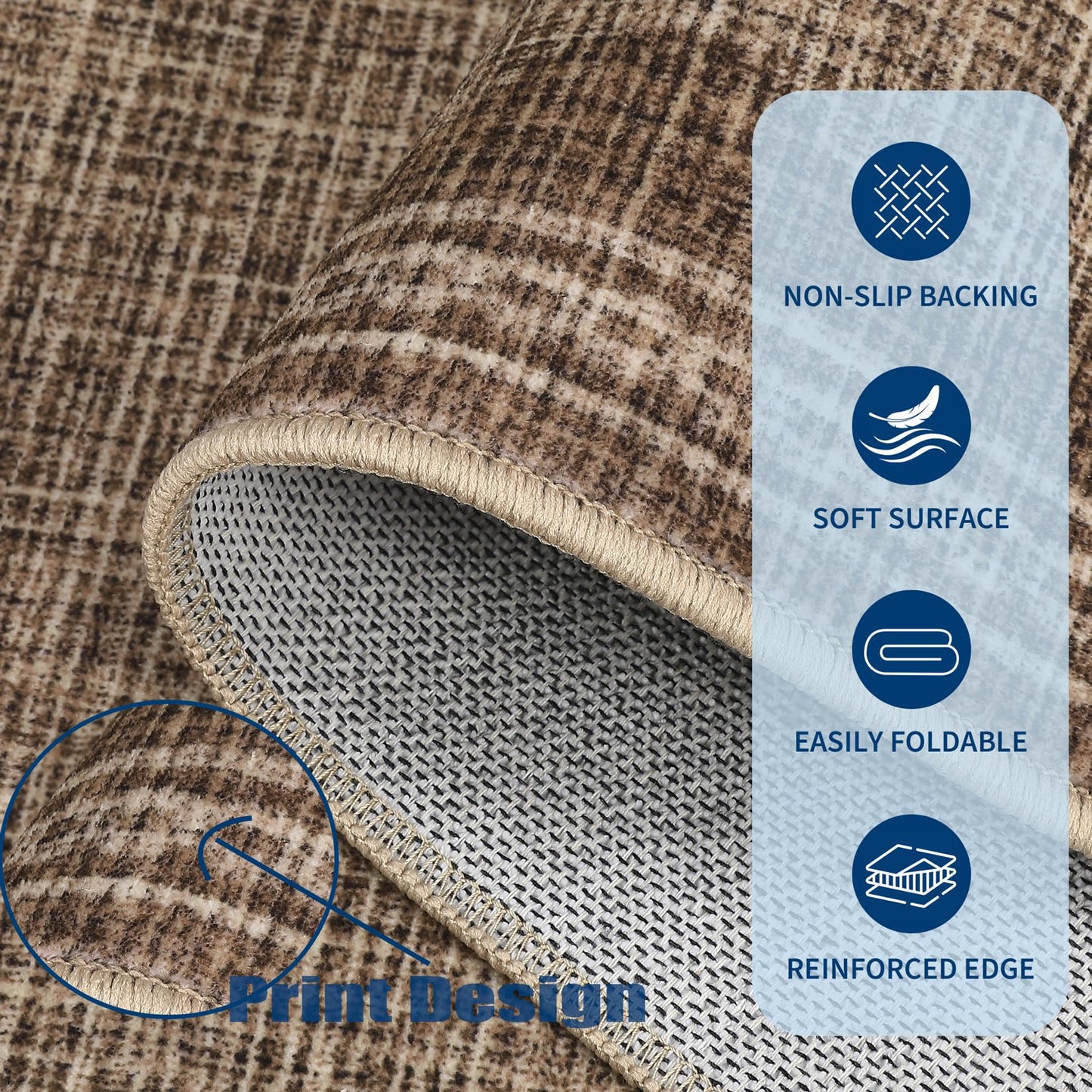 GarveeHome Door Mat Indoor Rugs for Entryway Scalloped Small Rug 2x3 Washable Non-Slip Solid Coffee Modern Minimalism Soft Low-Pile Throw Carpet for Bedroom Kitchen Bath Entrance