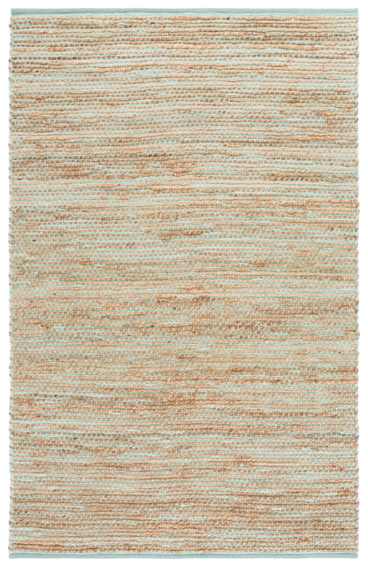 SAFAVIEH Area Rug 4x6 - Cape Cod Collection - Turquoise & Natural, Handmade Jute & Cotton, Ideal for Living Room, Bedroom, Dining Space (CAP236K)