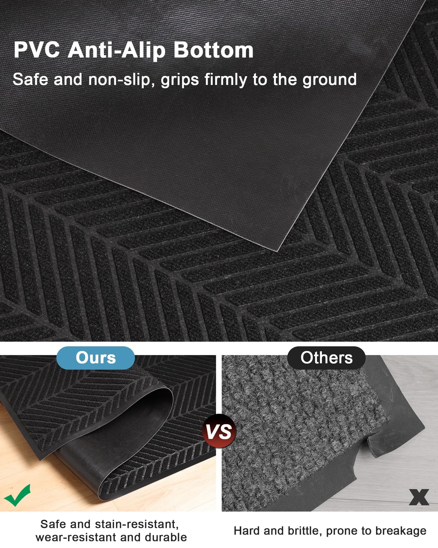 Front Door Mat Indoor Outdoor Entrance, 5' x 7' Heavy Duty Doormat for Entryway, Absorbent Low Profile Welcome Mats Non-Slip, Trap Dirt Durable Mats for Home, Patio, Garage