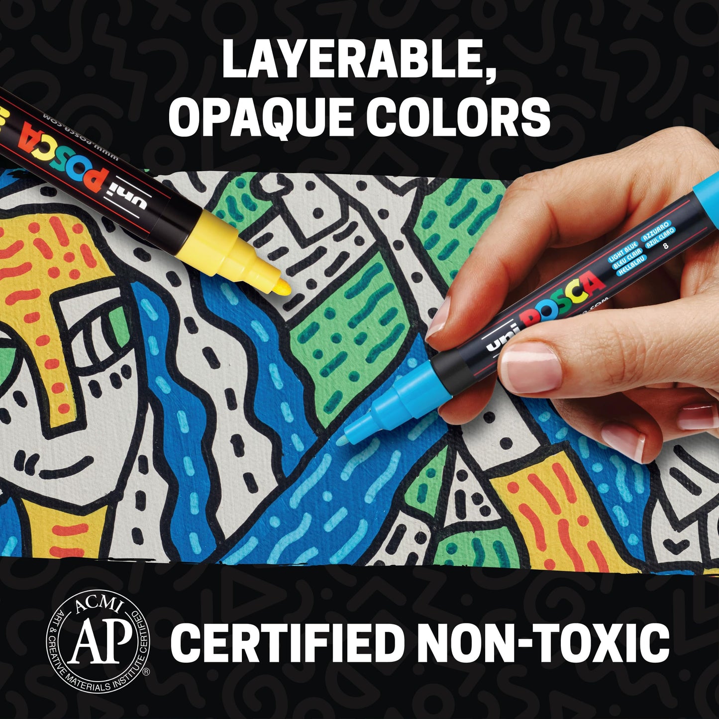 posca Paint Markers, 3M Fine Point Acrylic Paint Pens with Reversible Tips, Art Supplies For Gifts, Decorations Fabric, Metal, Glass, Wood and Canvas, Set of 15