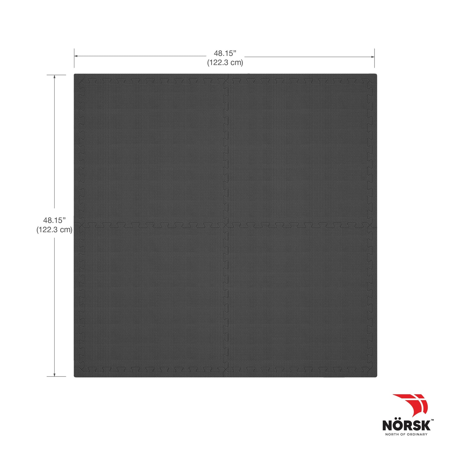 Norsk Multi-Purpose Reversible Floor Mats - EVA Interlocking Foam Tiles (Gray/Black 12 Tiles - 48 sq. Ft. 1/2" Thick)