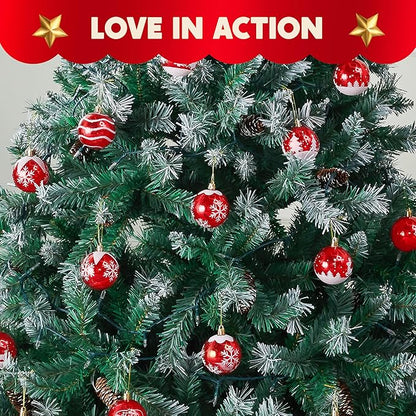 Joiedomi 36 Pcs Red Christmas Ball Ornaments Set, 2.3" Christmas Painting & Glittering Tree Hanging Decoration, Xmas Shatterproof Indoor Decoration for Tree Wreath Holidays Party Supplies