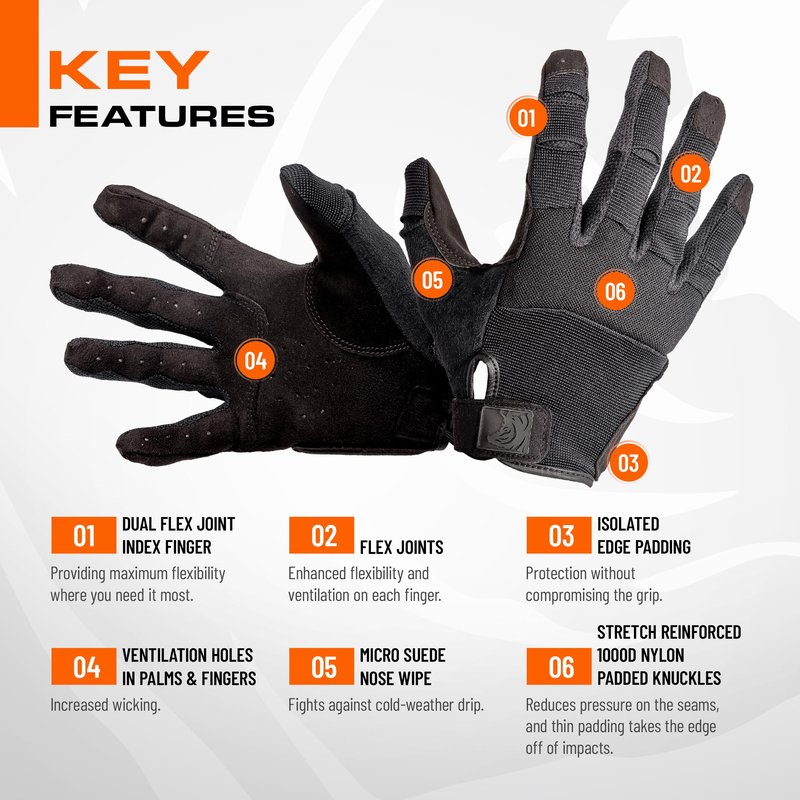 PIG FDT Alpha Full Dexterity Gloves for Shooting Sports, Touchscreen Compatible, Breathable, 1 Pair, Black, Small