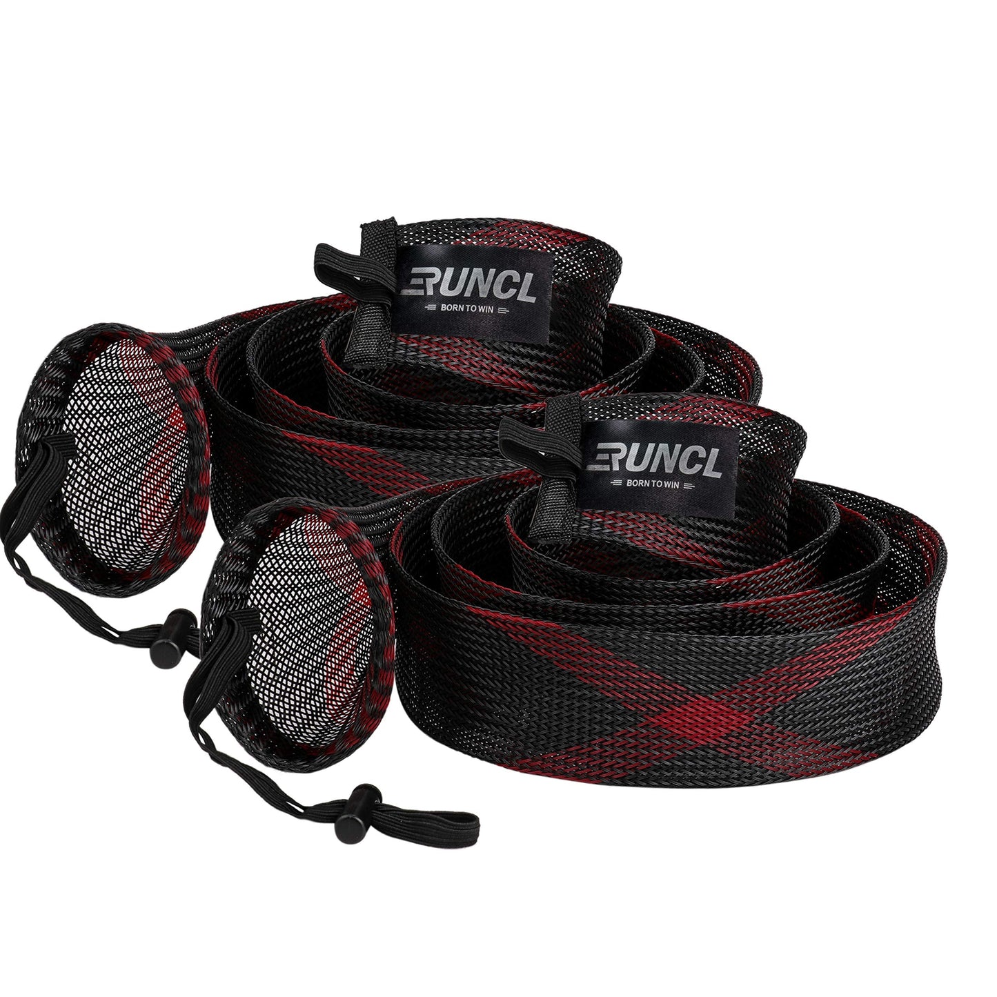RUNCL Spinning Rod Socks, Fishing Rod Sleeves, Fishing Pole Sleeves (Red&Black, 2pcs)