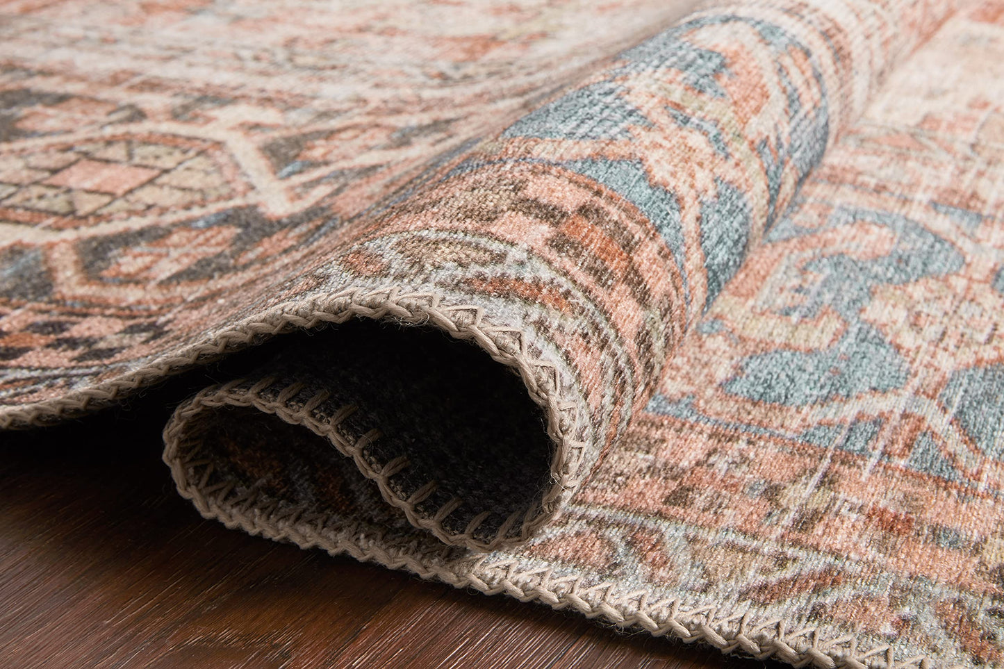 Loloi Loren Collection LQ-15 Terracotta/Sky 5'-0" x 7'-6" Area Rug