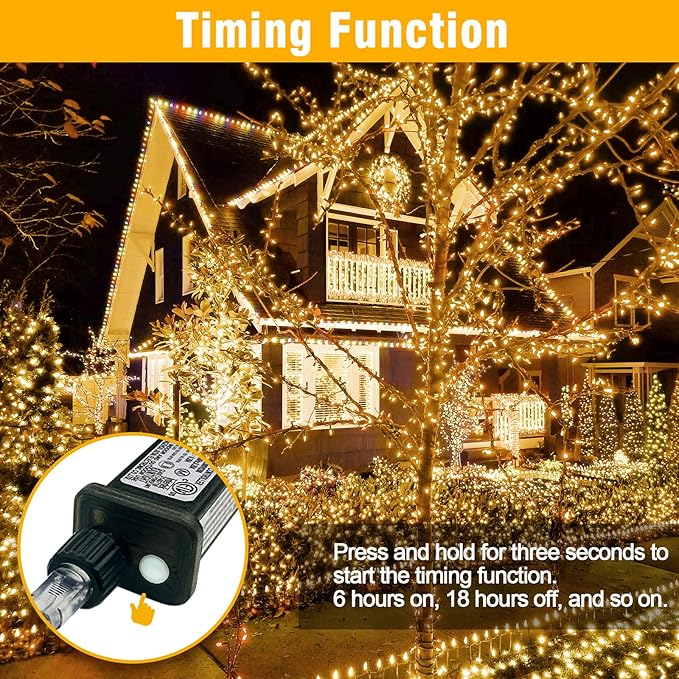 33FT Warm White String Lights – 100 LED Waterproof Fairy Lights on Clear Wire, Indoor Outdoor Christmas Wedding Patio Bedroom Party Decorations (33FT, Warm White)