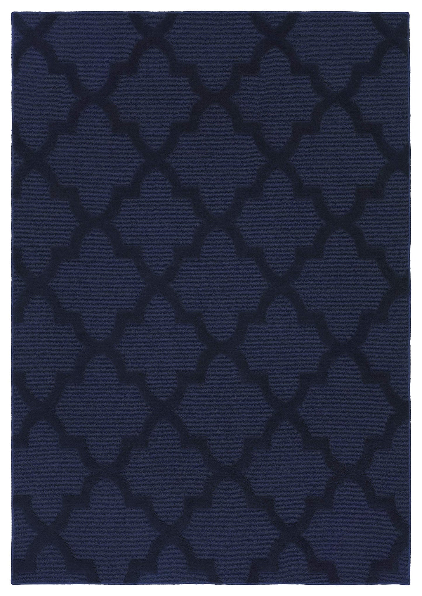 Garland Rug Quatro Navy 5' x 7' Cut-Loop Trellis Area Rug –Soft, Comfortable, Stylish & Budget-Friendly Rug in a Beautiful Solid Navy Blue