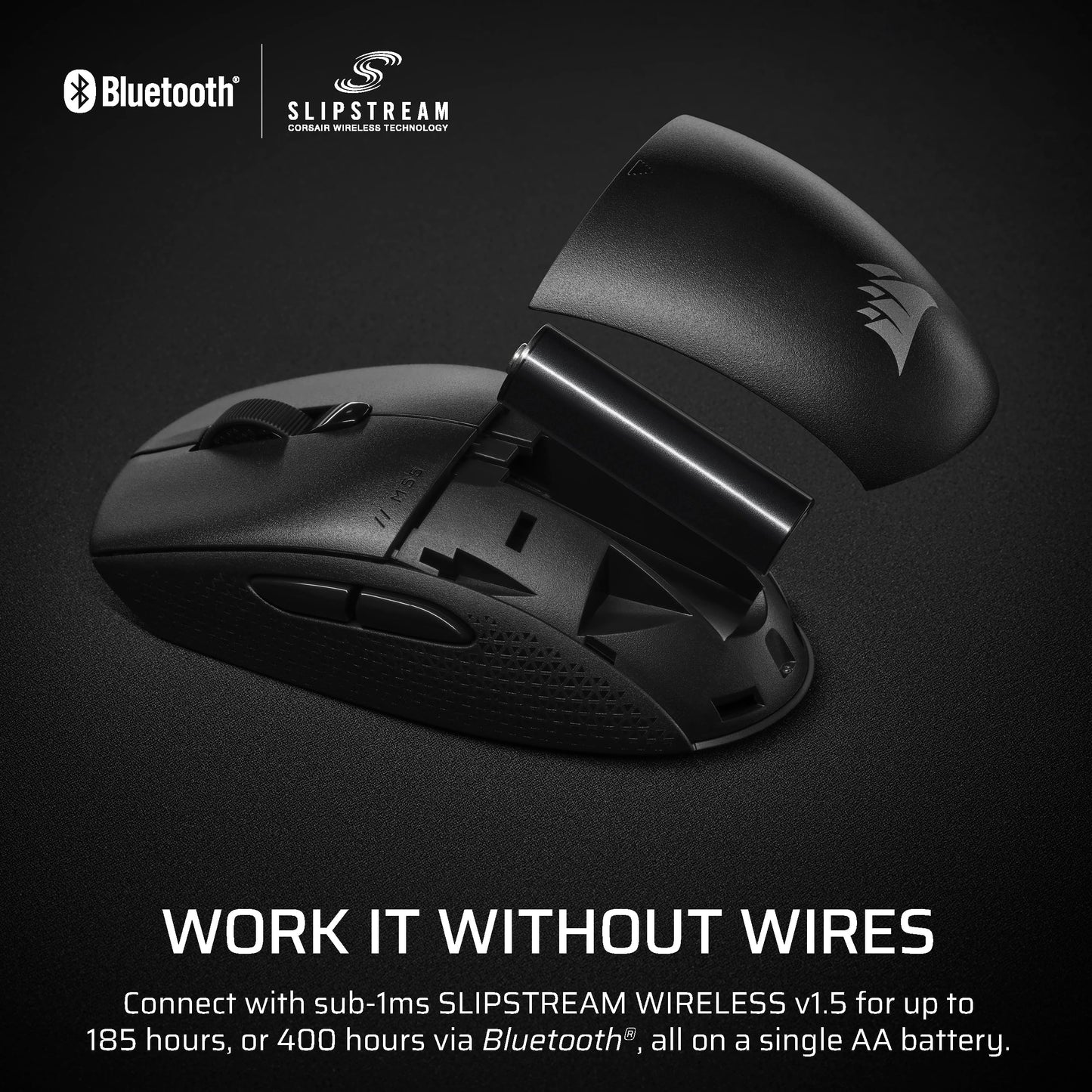 Corsair M55 Wireless Lightweight FPS Gaming Mouse – 2.4GHz & Bluetooth – 24,000 DPI – Long-Lasting Battery Life – Six Programmable Buttons – Textured Side Grips – Black