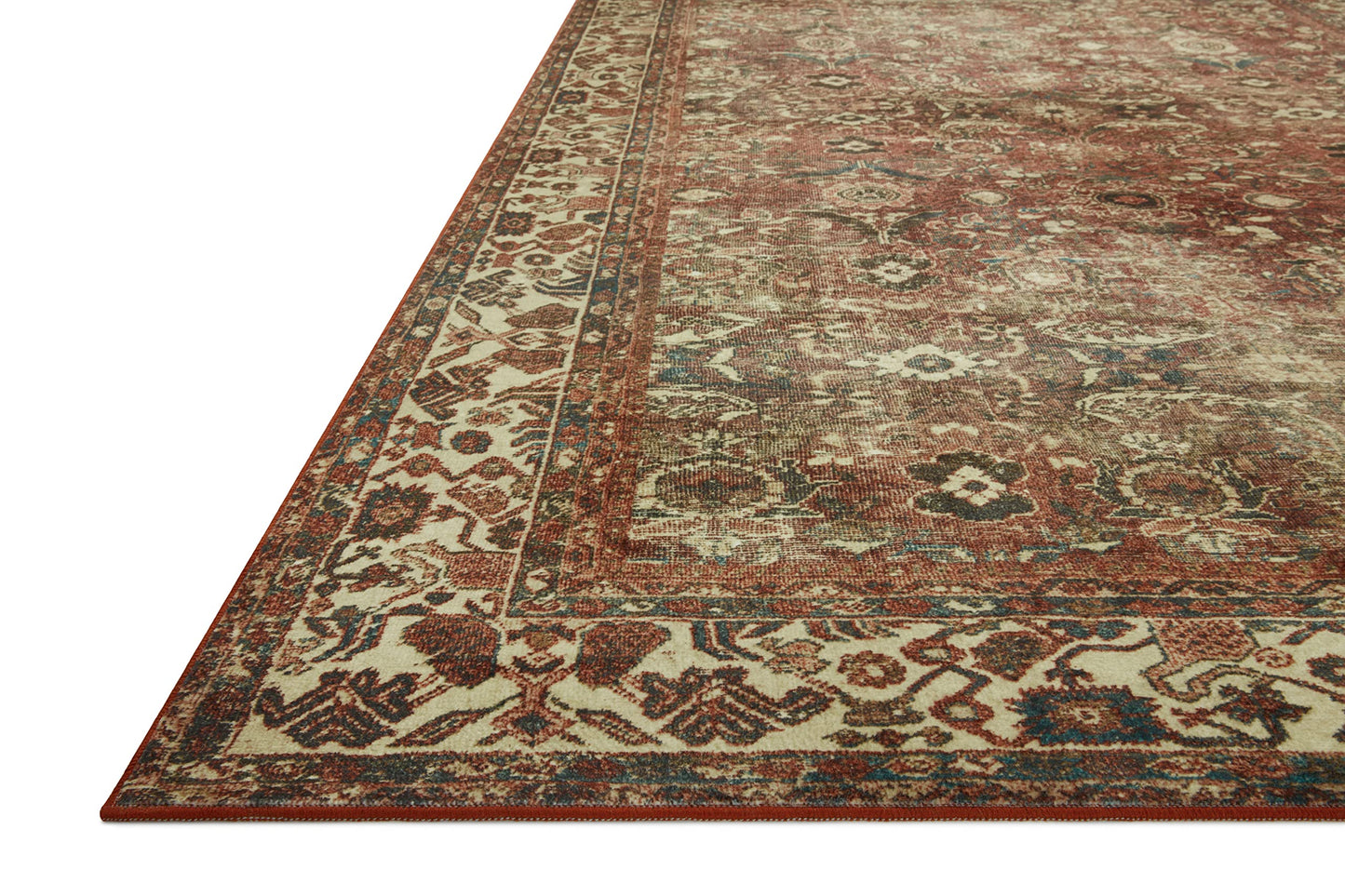 Loloi Magnolia Home by Joanna Gaines Banks Collection BAN-04 Brick/Ivory 5'-0" x 7'-6", .13" Pile Height, Machine Washable, Area Rug