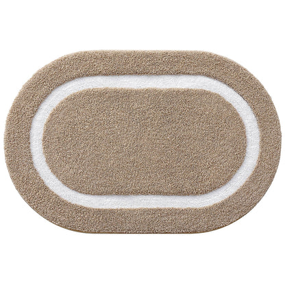 LUMI Bath Mat Oval Bathroom Rug, 20"x32" Non Slip Washable Bathroom Mats, Premium Water Absorbent Shower Rug for Accessories Decor, Khaki