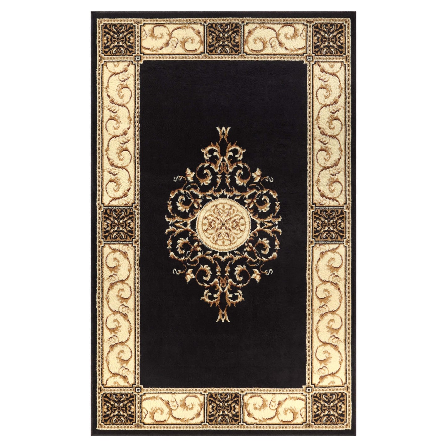 Superior Indoor Area Rug, Jute Backing, Plush Floral Rugs for Entryway, Living Room, Kitchen Floors, Bedroom, Office Floor Cover, Medallion Rugs, Elegant Medallion Collection, 6' x 9', Coffee