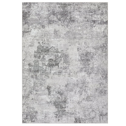Tortania Washable 10x14 Area Rug for Living Room: Modern Abstract Neutral Large Soft Thin Rugs - Non Slip Indoor Carpet for Bedroom Dining Room Office Nursery Home Floor Decoration - Smoky Gray