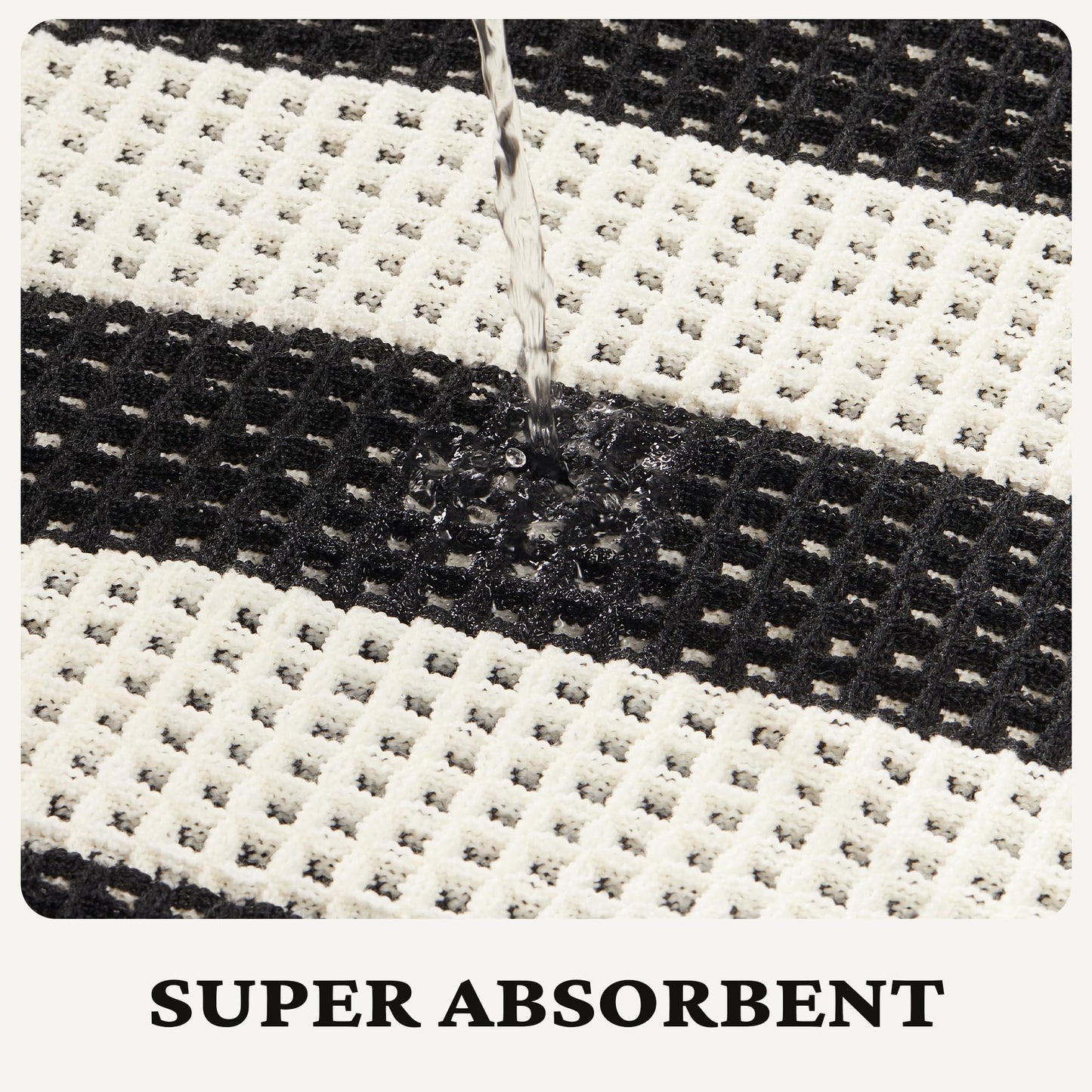 MatEssenz Checkered Runner Rug 2'x4', Black and White Waffle Weave Long Bathroom Rug with Tassels, Non-Slip & Quick Dry Bath Mat for Double Vanity & Kitchen, Machine Washable Boho Decor