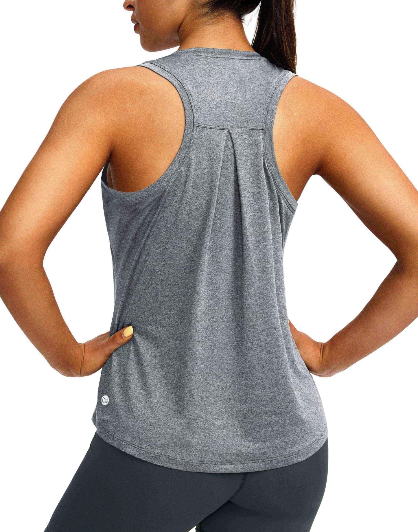 Women's Workout Tops Racerback Athletic Tank Tops Sleeveless Loose Fit Yoga Running Gym Shirts for Women(Heather Grey,S)