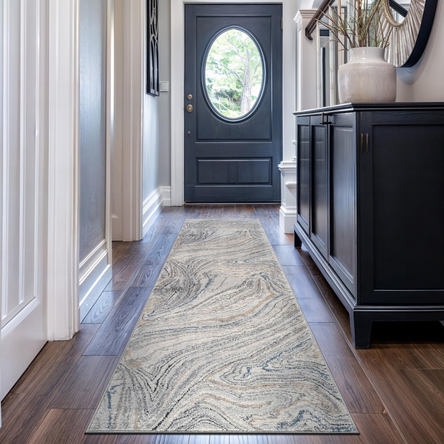 Rugshop Marble Swirl Distressed Gray Area Rug Modern Indoor Rug for Living Room, Bedroom, or Dining 2' 3" x 8' Runner Ideal for Hallway, Kitchen, Entryway, or Behind the Sofa