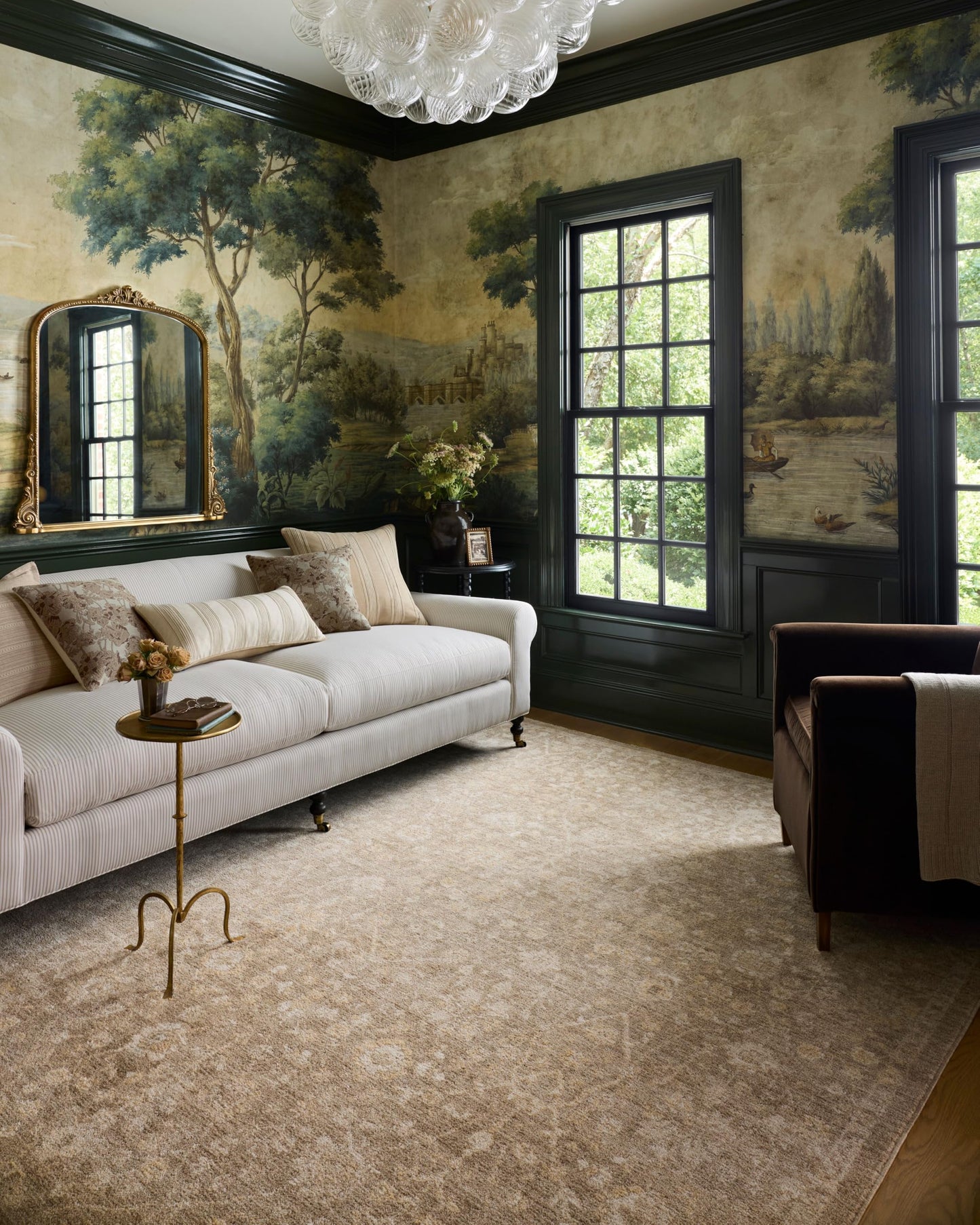 Loloi Chris Loves Julia Palma Collection PLM-01 Bark/Natural 5'-3" x 7'-6" Area Rug Vintage Style Boho Living Room Bedroom Carpet