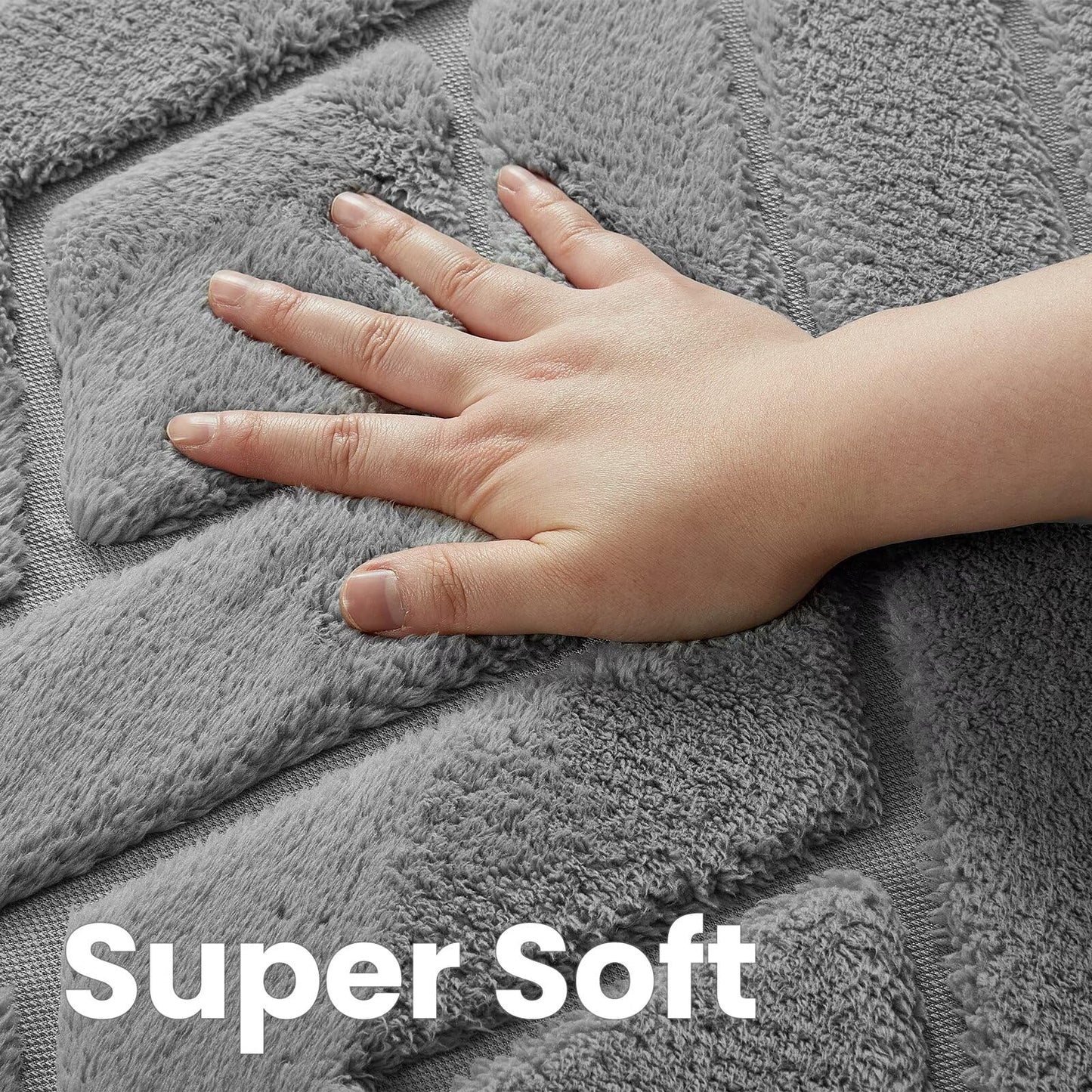 Macgace Ultra Soft Grey Area Rug for Bedroom, 4x6 Modern Geometric Shag Rugs with Nonslip Backing for Living Room, Washable Fuzzy Carpet for Cozy Kids Room Nursery