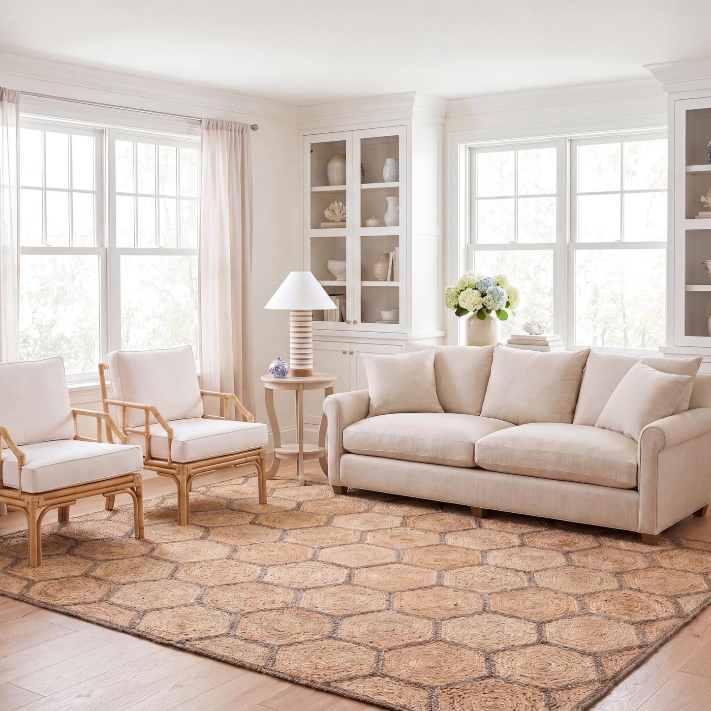 SAFAVIEH Natural Fiber Collection Area Rug - 10' x 14', Natural & Grey, Handmade Honeycomb Woven Jute, Ideal for High Traffic Areas in Living Room, Bedroom (NF882B)