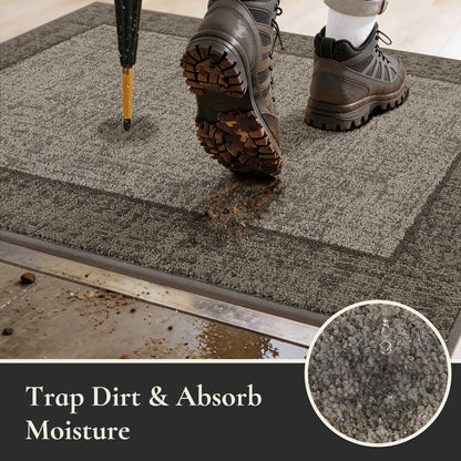 MatMaven Dirt Trapper Door Mat 20"x 32", Non Slip Washable Doormat, Stain Resist and Absorbent Welcome Mat, Floor Mats,Low Profile Entrance Dog Door Mats for Front Back Door,Taupe
