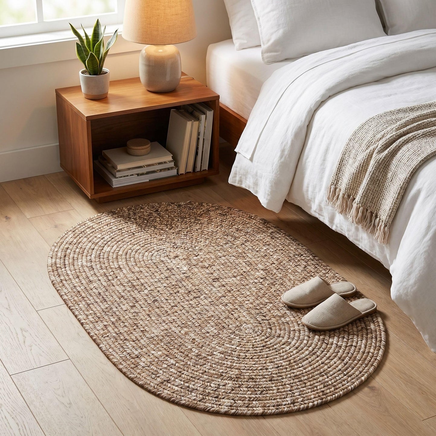 Super Area Rugs Rustic Farmhouse Living Indoor/Outdoor Reversible Braided Rug - Made in USA - Brown Mix 2' X 3' Oval