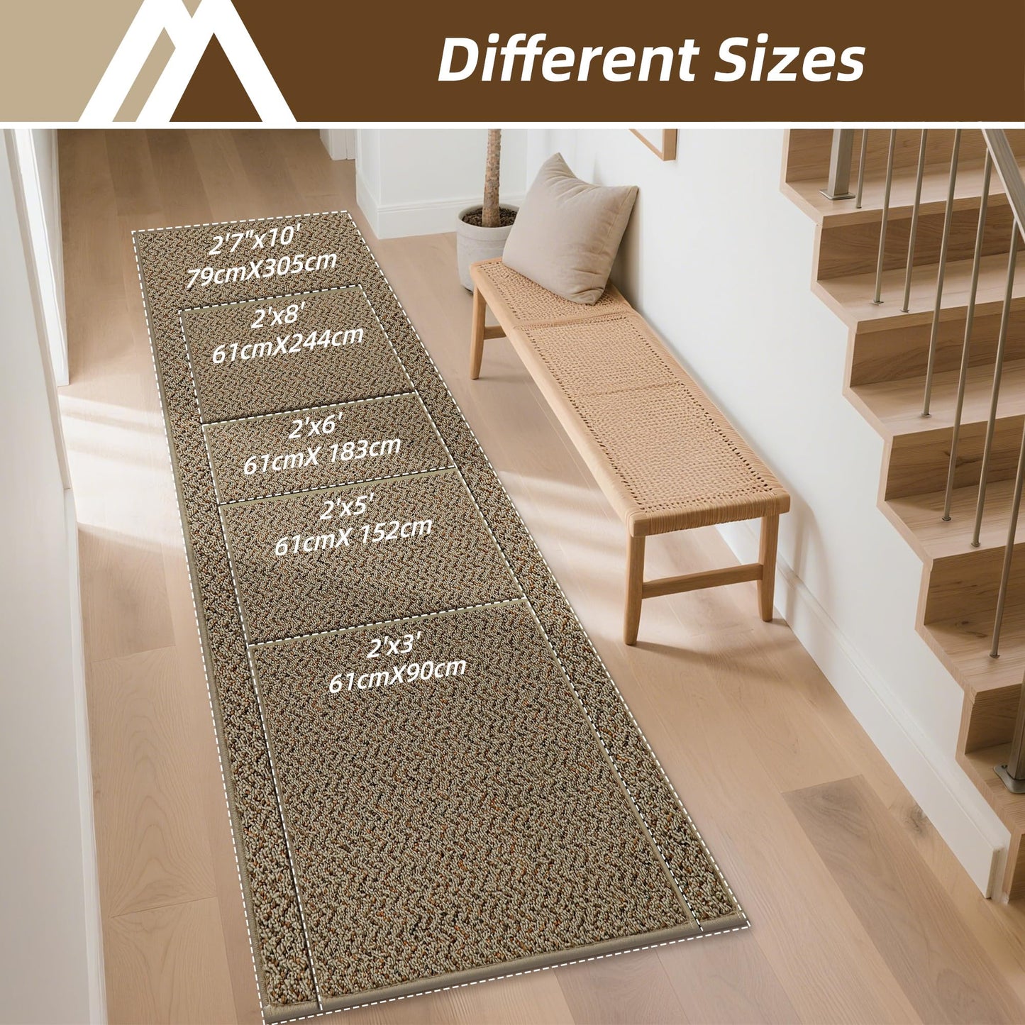 COSY HOMEER Hallway Runner Rug 2'x6' Non Slip Washable Entryway Runner Rugs Absorbent Stain Resistant Carpet Rug Runners for Hallways,Entrance and Laundry Room,Taupe