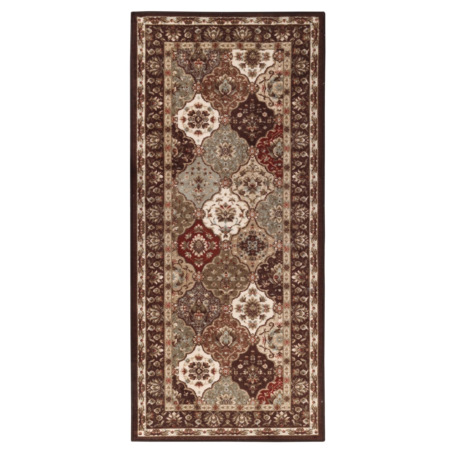 Superior Indoor Runner Rug, Traditional Floral Classic Floor Decor for Bedroom, Entryway, Hallway, Office, Living/Dining, Plush Carpet Cover, Palmyra Collection, 2' 7" x 6', Chocolate