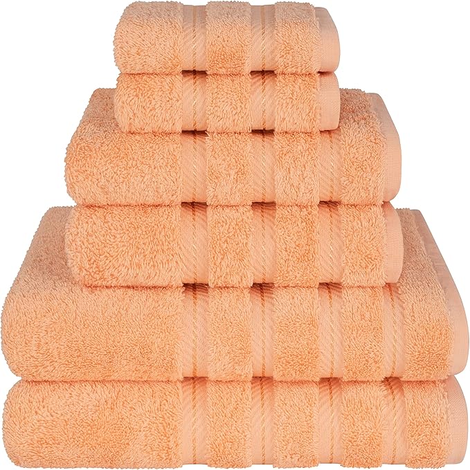 American Soft Linen Luxury 6 Piece Towel Set, 2 Bath Towels 2 Hand Towel 2