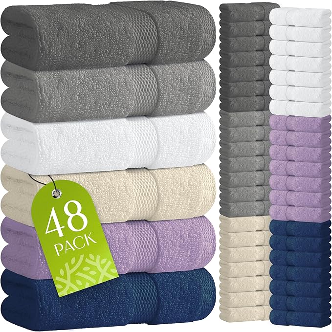 White Classic Wealuxe Multi Washcloths 48 Pack