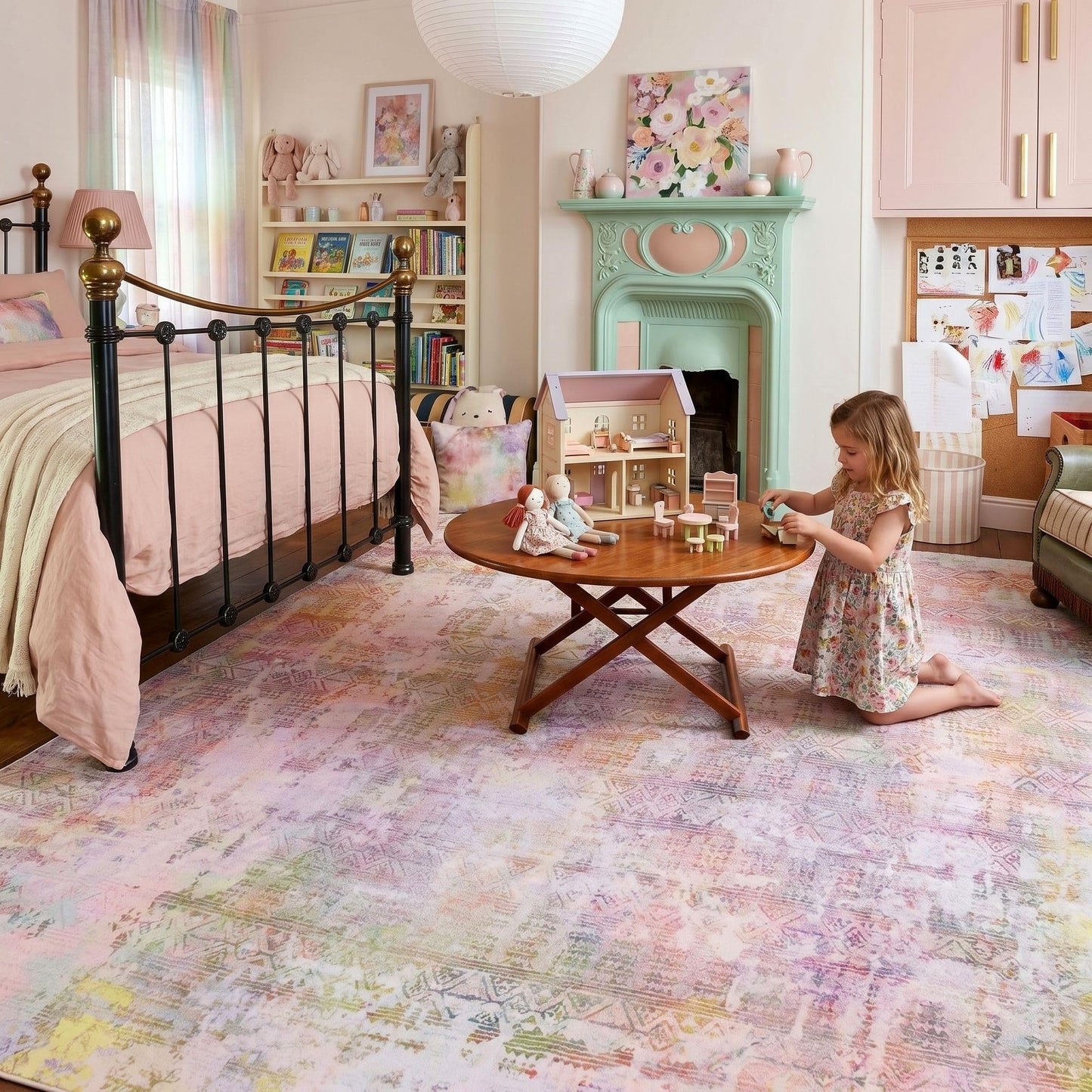 Kokia Abstract 9x12 Area Rugs Living Room Washable Low Pile Non-Slip Indoor Decor Pink Orange Carpet Foldable Stain Resistant Ombre Rugs Bedroom Dining Room, Oslo Liora
