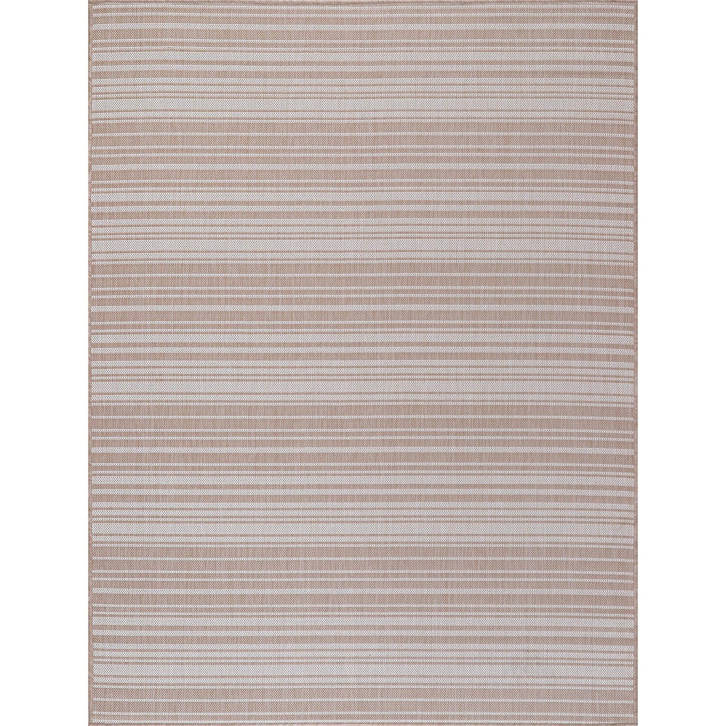 Luul Home Stripe Outdoor Rug 8x10 Washable Outside Carpet for Indoor Patio Porch Waterproof Easy Cleaning Non Shedding Area Rugs Beige 8 x 10