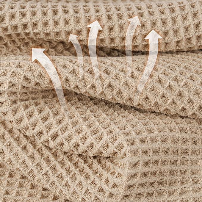 Microfiber Waffle Face Towels, 4 Pieces, Fast Drying, Lint Free 430 GSM
