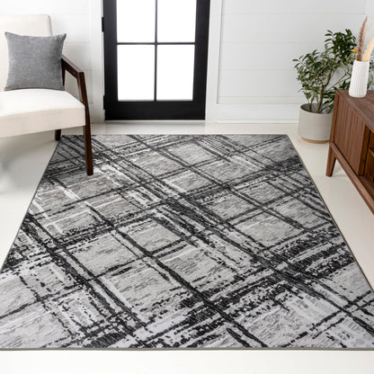 JONATHAN Y Slant Abstract Black/Gray Indoor Area Rug 3X5 ft, Modern for Living Room, Bedroom, Kitchen, Office, Easy-Cleaning, High Traffic, Pet-Friendly, Non-Shedding SOR201D-3