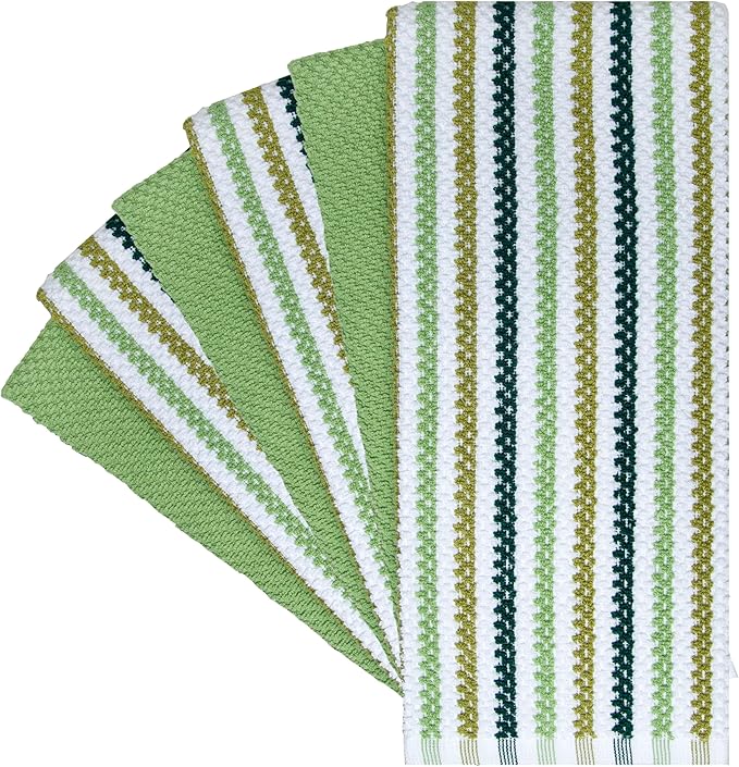 Premium Kitchen Towels | Large Cotton Kitchen Hand Towels | Popcorn Striped