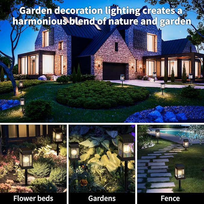 Solar Pathway Lights Outdoor for Pathway Garden Yard Patio Driveway, Solar Walkway Lights Auto On/Off, Warm White, Up to 8H Lighting (8 Pack)